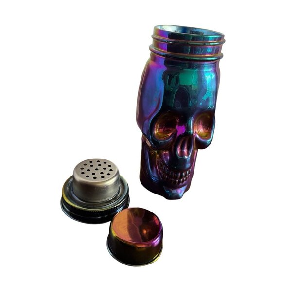 Rainbow Fusion Rainbow Luster SKULL COCKTAIL SHAKER Metallic - Picture 5 of 5